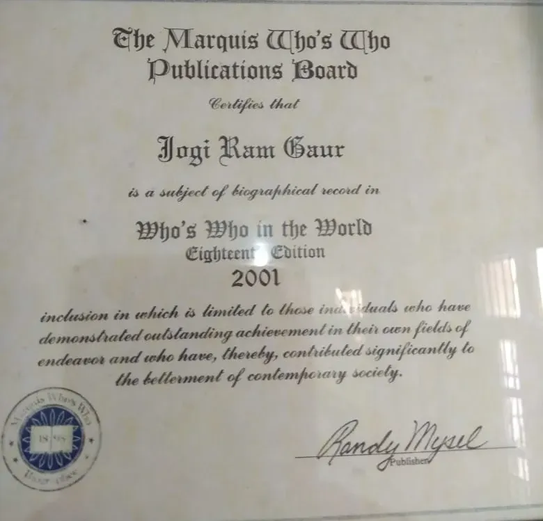 Biographical Record Certificate